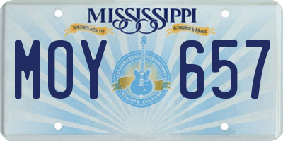 MS license plate MOY657