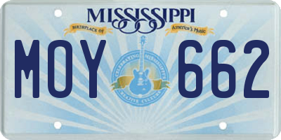 MS license plate MOY662