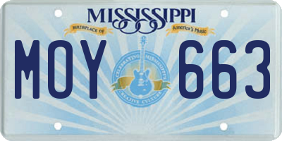 MS license plate MOY663