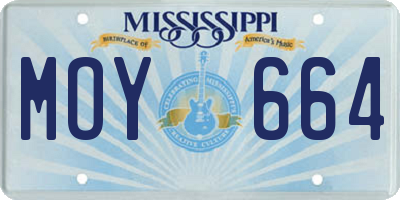 MS license plate MOY664