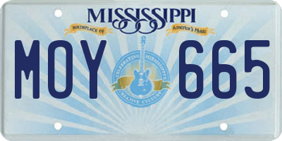 MS license plate MOY665