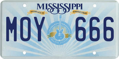 MS license plate MOY666