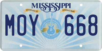 MS license plate MOY668
