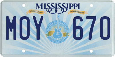 MS license plate MOY670
