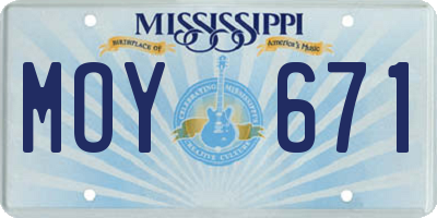 MS license plate MOY671