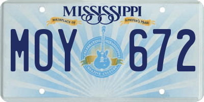 MS license plate MOY672