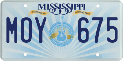 MS license plate MOY675