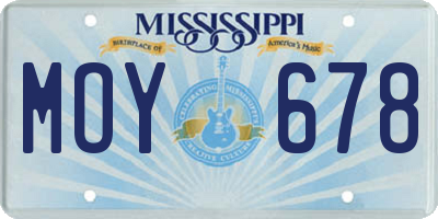 MS license plate MOY678