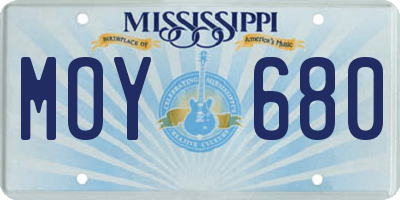 MS license plate MOY680