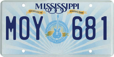 MS license plate MOY681