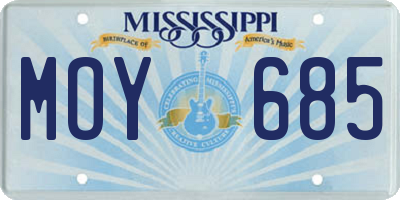 MS license plate MOY685