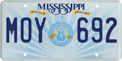 MS license plate MOY692