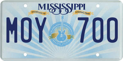 MS license plate MOY700