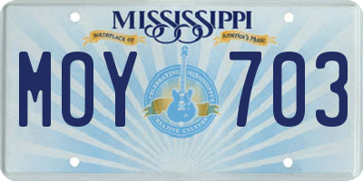 MS license plate MOY703