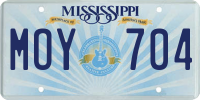 MS license plate MOY704