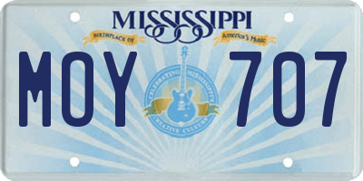 MS license plate MOY707