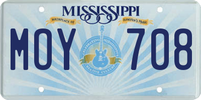MS license plate MOY708