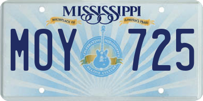 MS license plate MOY725