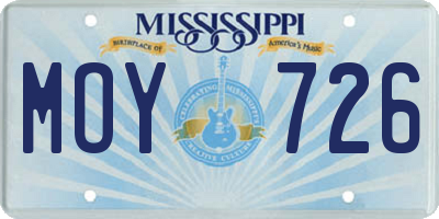 MS license plate MOY726