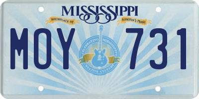 MS license plate MOY731