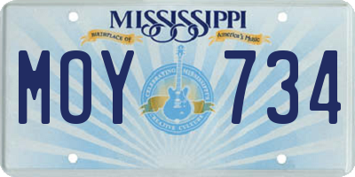 MS license plate MOY734