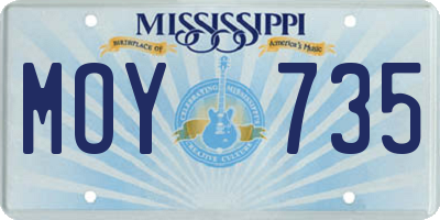 MS license plate MOY735