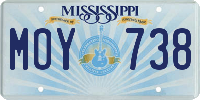MS license plate MOY738