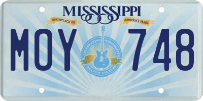 MS license plate MOY748