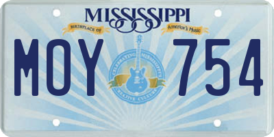 MS license plate MOY754