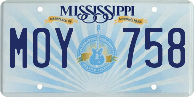 MS license plate MOY758