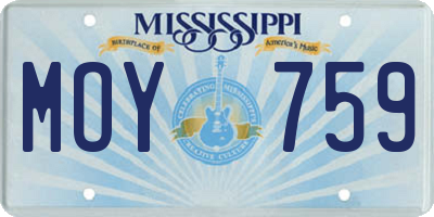 MS license plate MOY759