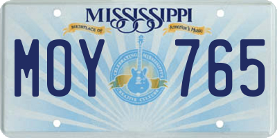 MS license plate MOY765