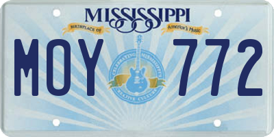 MS license plate MOY772