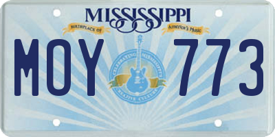MS license plate MOY773