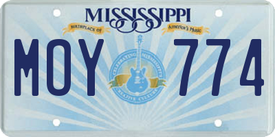 MS license plate MOY774