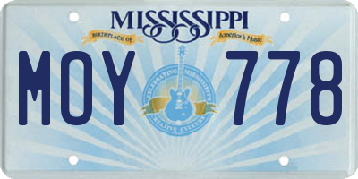 MS license plate MOY778