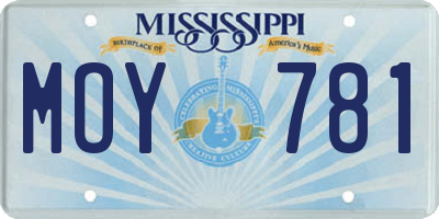 MS license plate MOY781