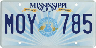 MS license plate MOY785