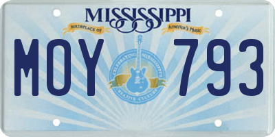 MS license plate MOY793