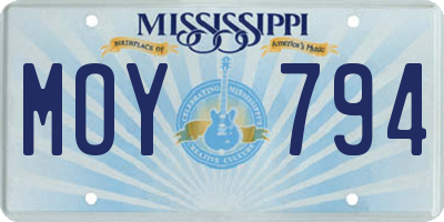 MS license plate MOY794