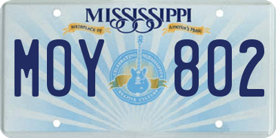 MS license plate MOY802