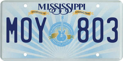 MS license plate MOY803