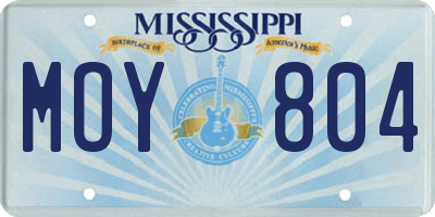 MS license plate MOY804