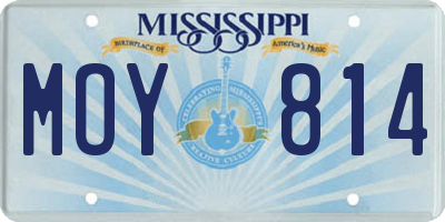 MS license plate MOY814