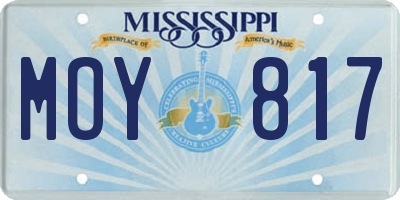 MS license plate MOY817
