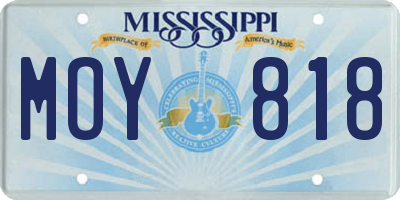 MS license plate MOY818