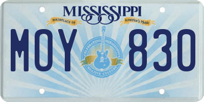 MS license plate MOY830