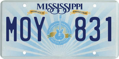 MS license plate MOY831