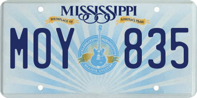 MS license plate MOY835