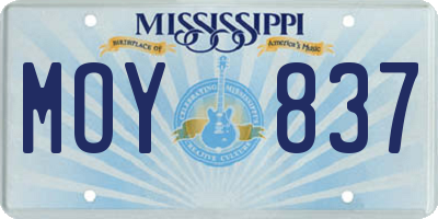 MS license plate MOY837